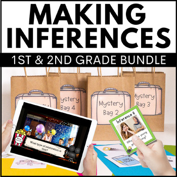 Preview of Making Inferences 1st & 2nd Grade Bundle | PowerPoints, Activities & Task Cards