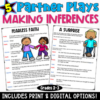 Preview of Making Inferences: 5 Partner Play Scripts and Practice Worksheet 2nd 3rd