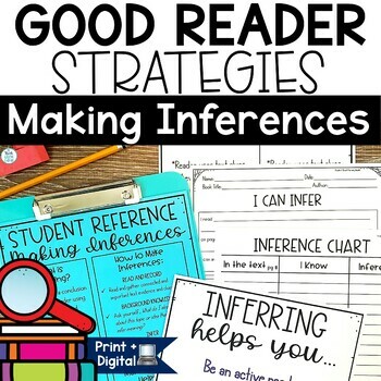 Preview of Making Inferences Worksheets 3rd 4th Grade Anchor Charts Task Cards Reading