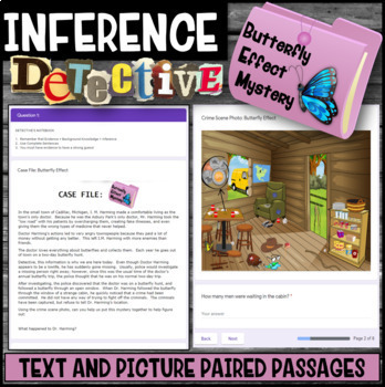 Preview of Making Inferences: Detective (Butterfly Effect Mystery) Google Forms, PDF & Boom