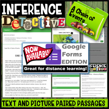 Preview of Making Inferences: Detective Jr. (A Chain of Events) Google Forms & PDF & Boom!