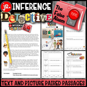 Preview of Making Inferences:  Detective Jr. (The False Alarm) Google Forms, PDF & Boom