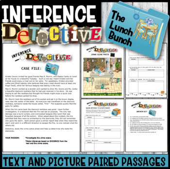 Preview of Making Inferences: Detective (The Lunch Bunch Mystery) Google Form, PDF & Boom