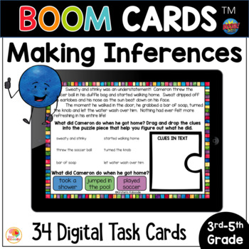 Preview of Inference BOOM CARDS™ | Making Inferences | Inferencing Task Cards | Digital