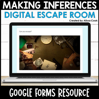 Preview of Making Inferences ELA Digital Escape Room | Google Forms | Test Prep