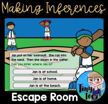 Preview of Making Inferences Escape Room BOOM digital task cards for Distance Learning