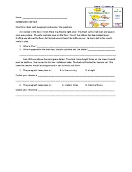 Preview of Making Inferences Exit Slip