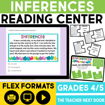 Preview of Making Inferences Fiction Reading Center Inferencing Puzzles Game Small Group