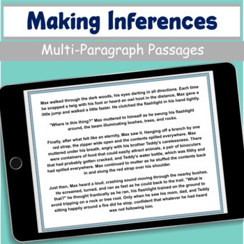 Preview of Making Inferences: Multi-Paragraph Passages - Boom Cards Deck