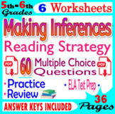 Making Inferences Multiple Choice Qs. 5th-6th Grade Reading Strategy Worksheets