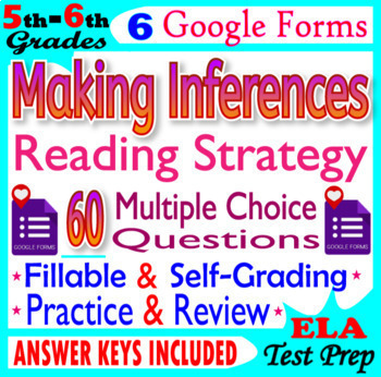 Preview of Making Inferences Multiple Choice Questions (5th-6th Grade SELF-GRADING Forms)