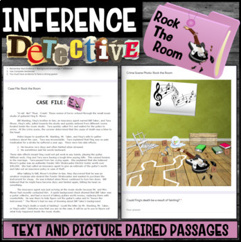 Preview of Making Inferences: Mystery Activity (Rock The Room) Google Form, PDF & Boom