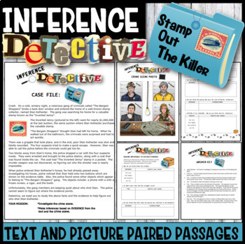 Preview of Making Inferences:  Mystery (Stamp Out the Killer) Google Form, PDF & Boom