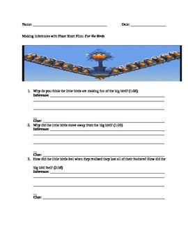 pixar for the birds worksheets teaching resources tpt pixar for the birds worksheets