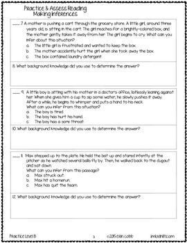 Making Inferences Practice & Assess: FREE No Prep Printables for Grade 6