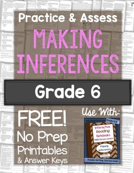 Preview of Making Inferences Practice & Assess: FREE No Prep Printables for Grade 6