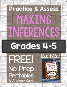 Preview of Making Inferences Practice & Assess: FREE No Prep Printables for Grades 4-5