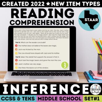 Preview of STAAR Making Inferences Test Prep | Google Slides Review Game | NEW Item Types