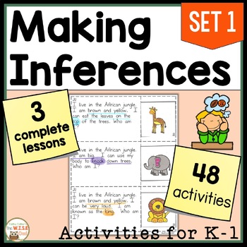 Preview of Making Inferences with Pictures Anchor Chart Task Cards Kindergarten 1st Grade