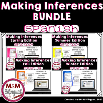 Preview of Making Inferences in SPANISH - Seasonal Bundle - Actividades de inferencias