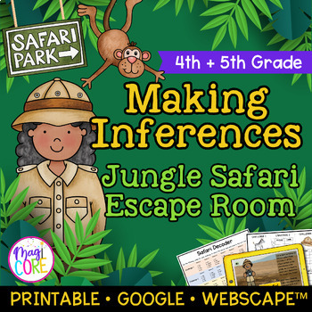Preview of Making Inferences Reading Comprehension Escape Room & Webscape™- 4th & 5th Grade
