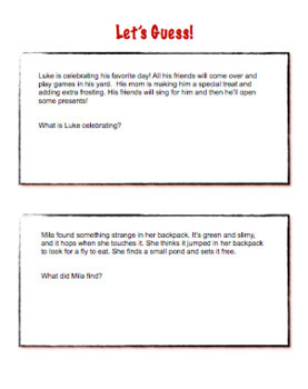 Preview of Making Inferences - Short Paragraphs/Stories FREEBIE