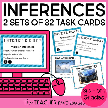 Preview of Making Inferences Task Cards Literature Print and Digital - Inferences Activity