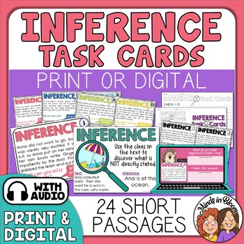 Preview of Making Inferences Task Cards Set 2 - Digital and Print Inferencing Activities