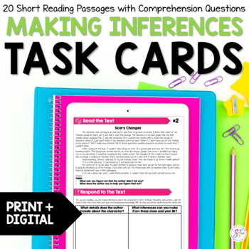 Preview of Making Inferences Task Cards l Making Inferences Passages & Graphic Organizers