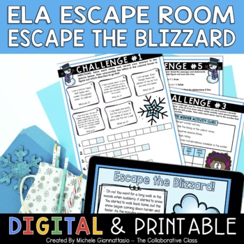 Preview of Making Inferences Winter Escape Room | Escape the Blizzard | ELA Escape Room