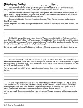 Making Inferences Worksheets (4.1 and 5.1) by Reincke's Education Store
