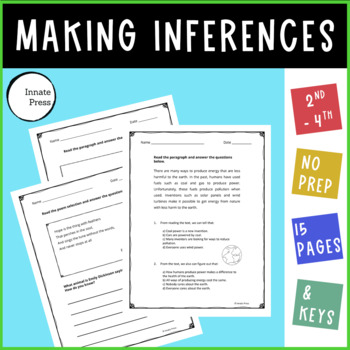 Preview of Making Inferences Worksheets - Third Grade - Fiction, Nonfiction, Poetry 15 pgs