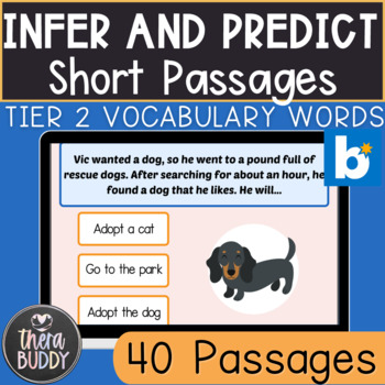 Preview of Making Inferences and Predictions In Text Tier 2 Vocabulary Boom Cards Digital