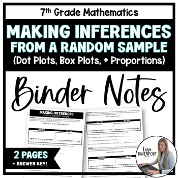 Preview of Making Inferences from a Random Sample - 7th Grade Math Binder Notes