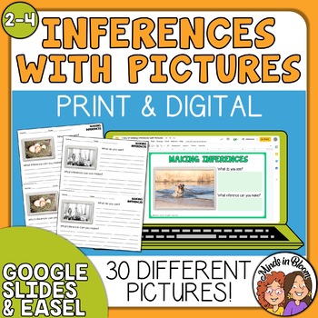 Preview of Making Inferences with Pictures Google Slides and Easel with Printables!