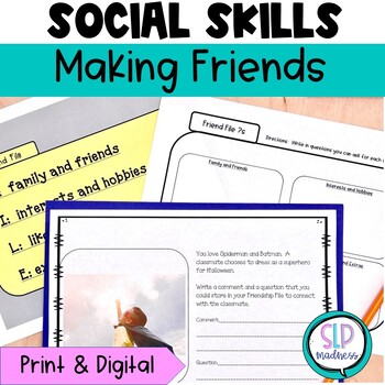 Preview of Social Skills Being a Friend Making Friends Conversation Folders Speech Therapy