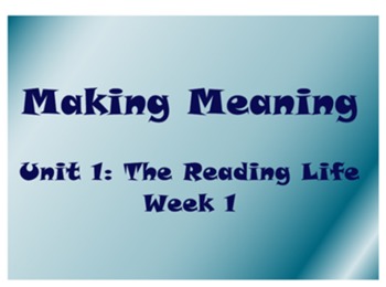 Preview of Making Meaning Grade 3 Unit 1 Week 1