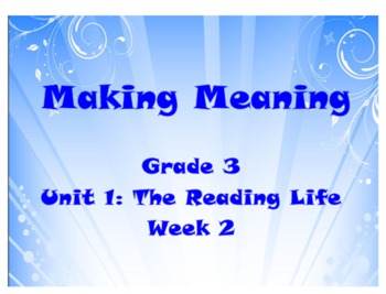 Preview of Making Meaning Grade 3 Unit 1 Week 2