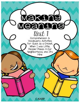 Preview of Making Meaning Unit 1 First Grade