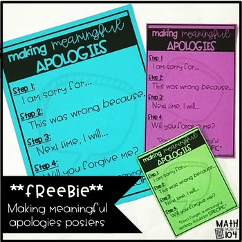 Preview of Making Meaningful Apologies Poster | 4 Step Apologies