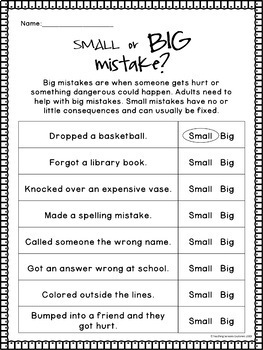 Coping with Making Mistakes Worksheets (Special Education /Autism)