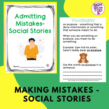 It is OK to Make Mistakes (3 PARTS, 3 SOCIAL STORIES) by SMILING