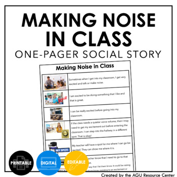 Preview of Making Noise in Class Social Story | ONE-PAGER | EDITABLE