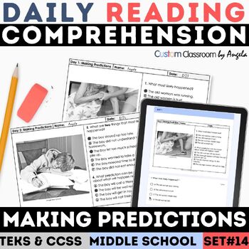Preview of STAAR Making Predictions Drawing Conclusions Worksheets 6th Grade ELA Warm Ups