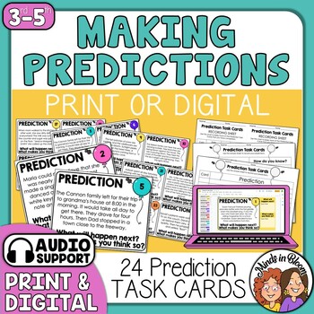 Preview of Making Predictions Task Cards - Predicting Print & Digital for Making Inferences