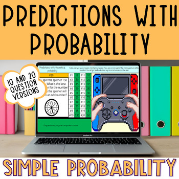 Preview of Making Predictions with Simple Probability 7th Grade Math Pixel Art Activity