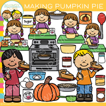 Preview of Sequencing - Fall Kids Making Pumpkin Pie Clip Art