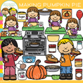 Sequencing - Fall Kids Making Pumpkin Pie Clip Art