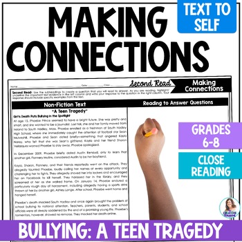 Preview of Making Real World Connections to Nonfiction Text - Bullying - Anti-bullying