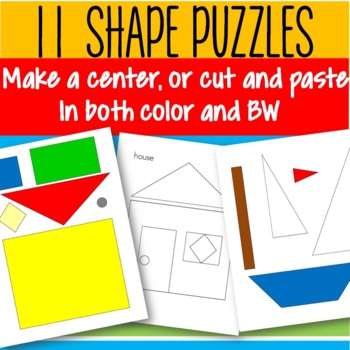 Preview of Shapes Puzzle Pictures - Make a Center or Cut and Paste